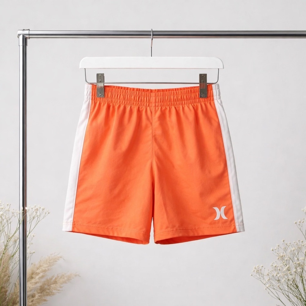 NWT Hurley Boys Kids Orange White Stripe Athletic Shorts - Size 7
